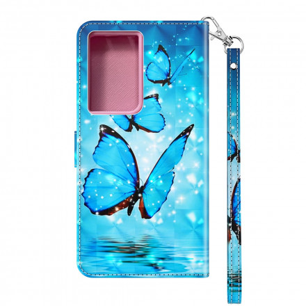 Housse Samsung Galaxy S21 Ultra 5G Papillons Bleus Volants