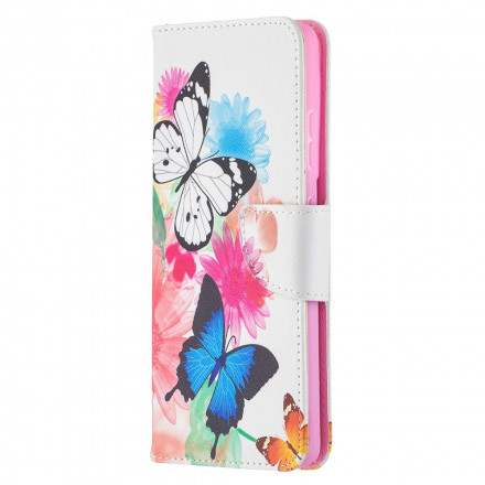 Housse Samsung Galaxy S21 Ultra 5G Papillons et Fleurs Peints