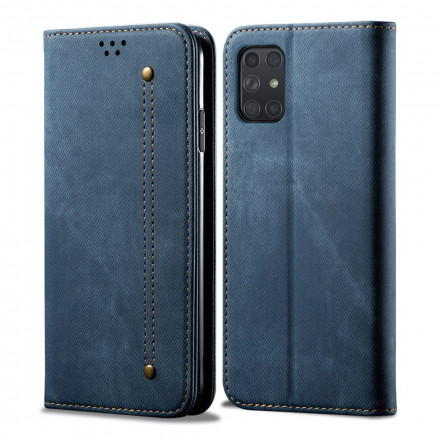 Flip Cover Samsung Galaxy A72 5G Tissu Jeans