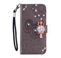 Housse Samsung Galaxy S21 Ultra 5G Hibou Mandala et Breloque