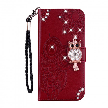 Housse Samsung Galaxy S21 Ultra 5G Hibou Mandala et Breloque