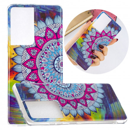 Coque Samsung Galaxy S21 Ultra 5G Mandala Coloré Fluorescente