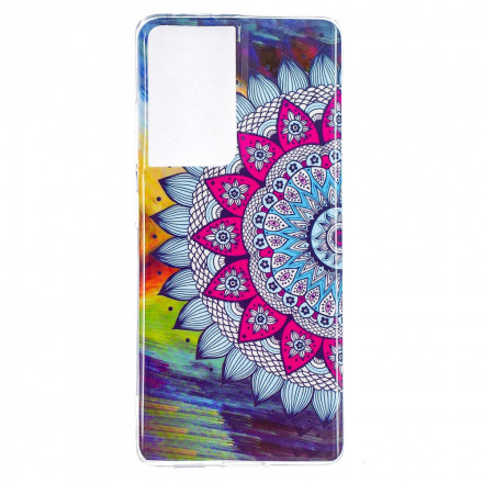 Coque Samsung Galaxy S21 Ultra 5G Mandala Coloré Fluorescente