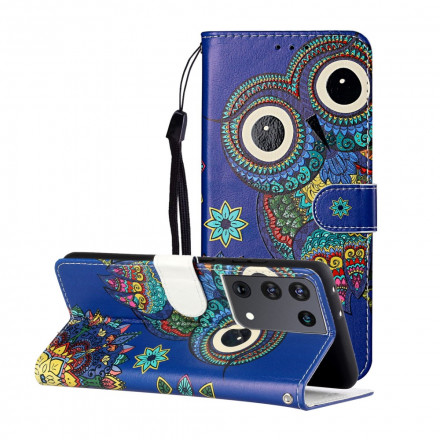 Housse Samsung Galaxy S21 Ultra 5G Hibou en Mandala