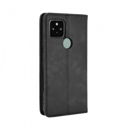 Flip Cover Goolge Pixel 5 Effet Cuir Vintage Stylisé