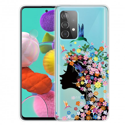 Coque Samsung Galaxy A52 5G Jolie Tête Fleurie