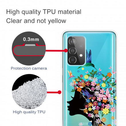 Coque Samsung Galaxy A52 5G Jolie Tête Fleurie