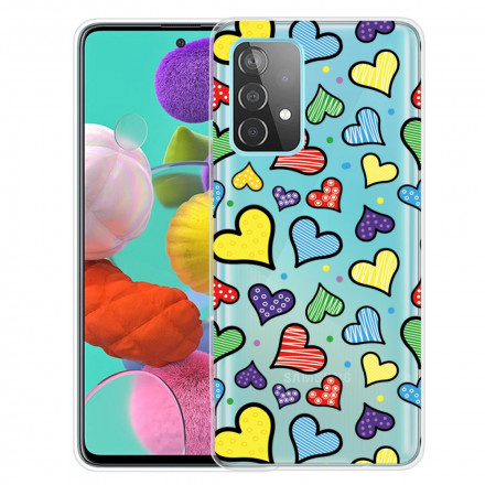 Coque Samsung Galaxy A52 5G Coeurs Multicolores