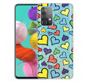 Coque Samsung Galaxy A52 5G Coeurs Multicolores