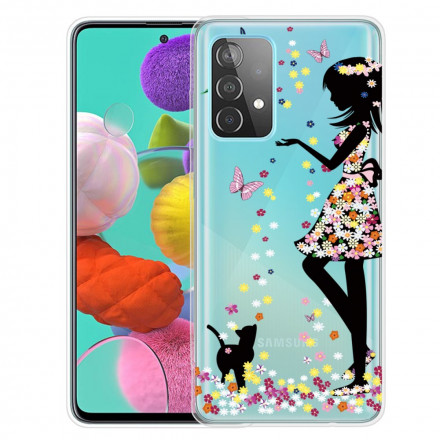 Coque Samsung Galaxy A52 5G Jolie Tête Fleurie