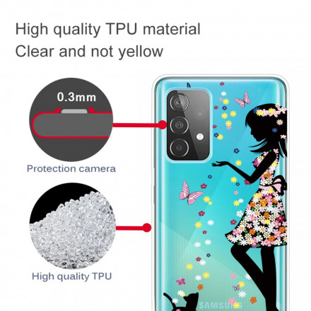 Coque Samsung Galaxy A52 5G Jolie Tête Fleurie