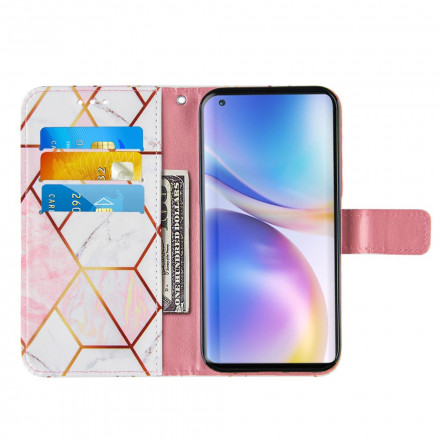 Housse OnePlus 9 Marbre Géométrique à Lanière