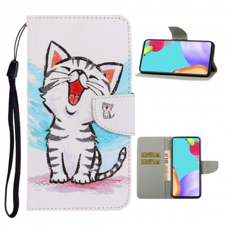 Housse Samsung Galaxy A52 5G Chaton Couleur à Lanière