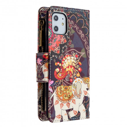 Housse iPhone 11 Poche Zippée Éléphant