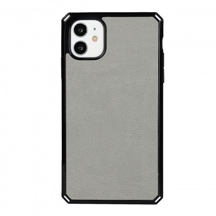 Flip Cover iPhone 11 Cuir Litchi Véritable à Lanière