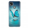 Coque Xiaomi Redmi 9C Papillon Bleu Fluorescente