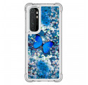 Coque Xaiomi Mi Note 10 Lite Papillons Bleus Paillettes