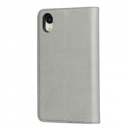 Flip Cover iPhone XR Cuir Litchi Véritable Coque Détachable