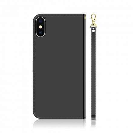 Housse iPhone XS Simili Cuir Couverture Miroir