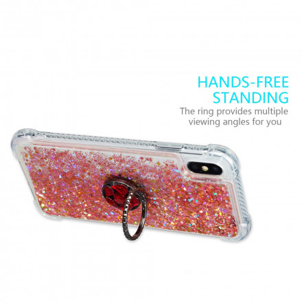 Coque iPhone X / XS Paillettes avec Anneau-Support