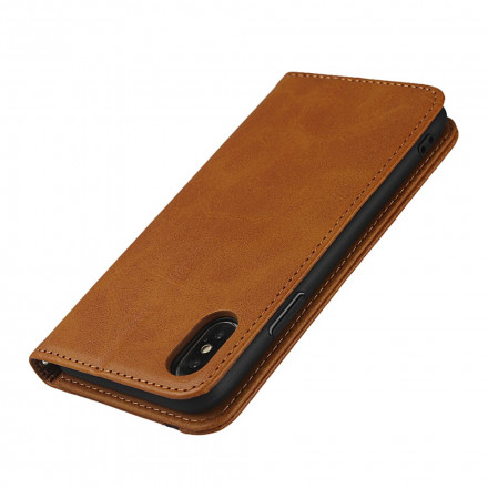 Flip Cover iPhone X / XS Effet Cuir Bicolore avec Lanière