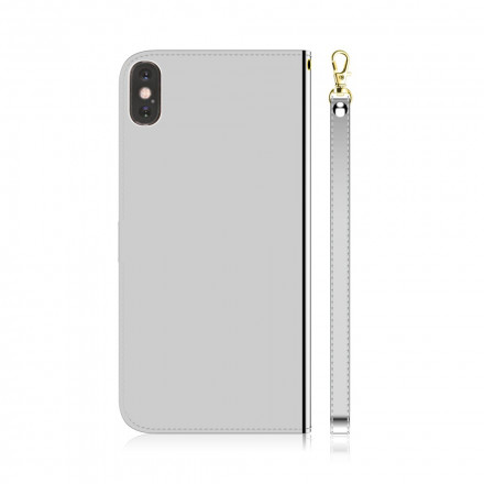 Housse iPhone XS Max Simili Cuir Couverture Miroir