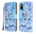 Housse Xiaomi Redmi Note 10 / Note 10s Papillons Diamants à Lanière