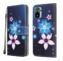 Housse Xiaomi Redmi Note 10 / Note 10S Fleurs Lunaires à Lanière