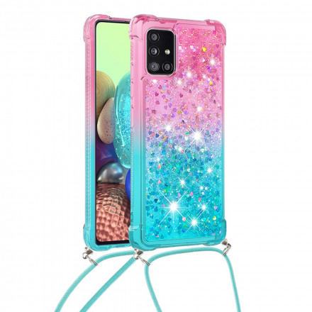 Coque Samsung Galaxy A71 5G Silicone Paillettes et Cordon