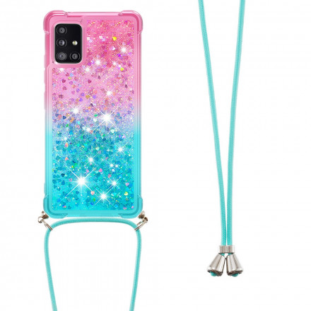 Coque Samsung Galaxy A71 5G Silicone Paillettes et Cordon