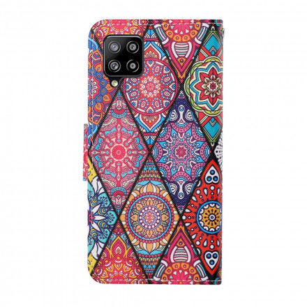 Housse Samsung Galaxy A12 Patchwork avec Lanière