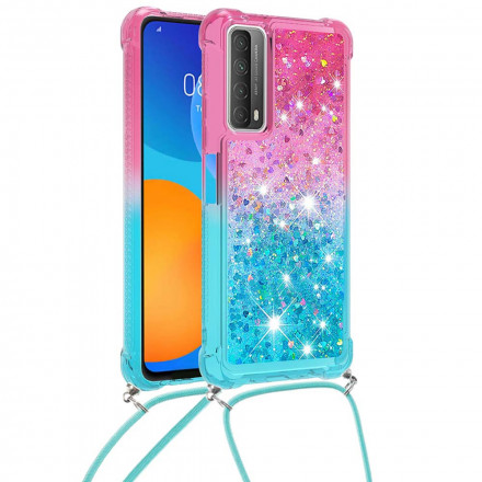 Coque Huawei P Smart 2021 Silicone Paillettes et Cordon