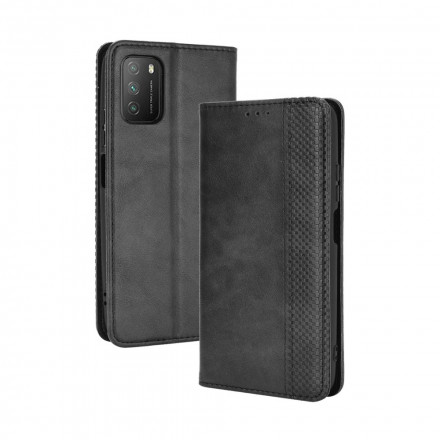 Flip Cover Poco M3 Effet Cuir Vintage Stylisé