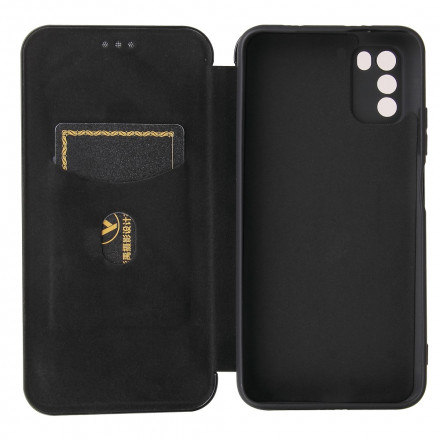 Flip Cover Poco M3 Fibre Carbone avec Anneau Support