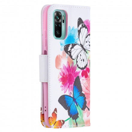 Housse Xiaomi Redmi Note 10 / Note 10s Papillons et Fleurs Peints