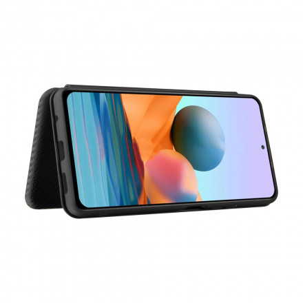 Flip Cover Xiaomi Redmi Note 10 Pro Fibre Carbone avec Anneau Support