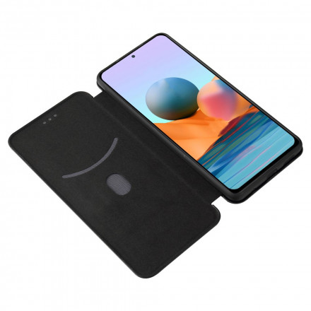 Flip Cover Xiaomi Redmi Note 10 Pro Fibre Carbone avec Anneau Support