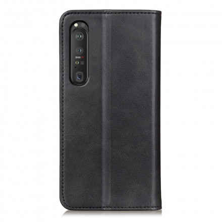 Flip Cover Sony Xperia 1 III Cuir Fendu Élégance