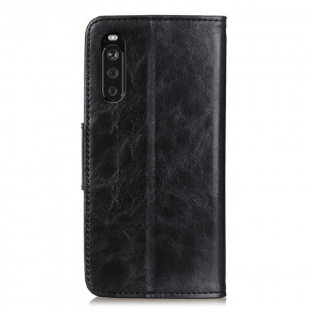 Housse Sony Xperia 10 III Cuir Fendu Fermoir Réversible