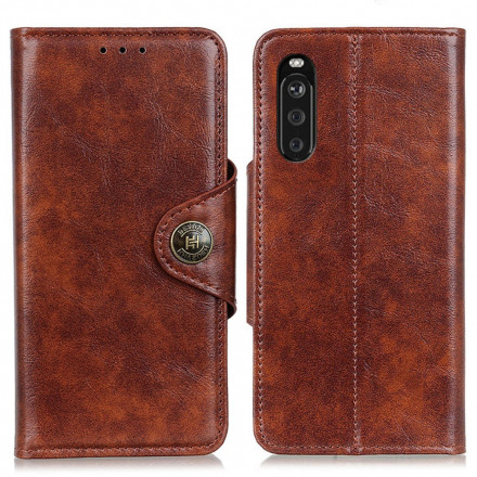 Housse Sony Xperia 10 III Simili Cuir Bouton Verni