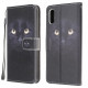 Housse Samsung Galaxy XCover 5 Yeux de Chat Noir à Lanière