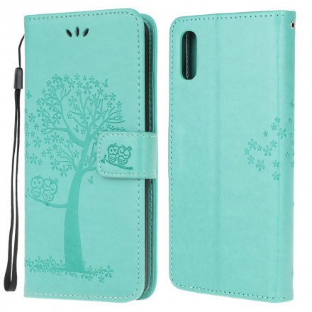 Housse Samsung Galaxy XCover 5 Arbre et Hiboux à Lanière