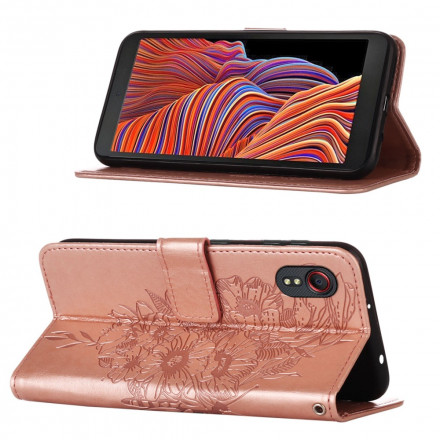 Housse Samsung Galaxy XCover 5 Papillon Design avec Lanière