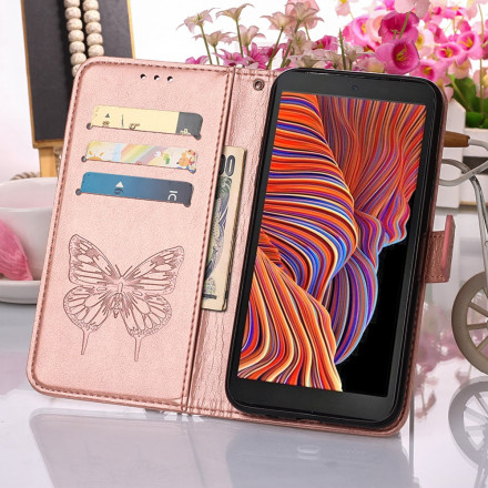 Housse Samsung Galaxy XCover 5 Papillon Design avec Lanière