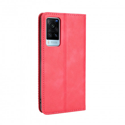 Flip Cover Vivo X60 Effet Cuir Vintage Stylisé