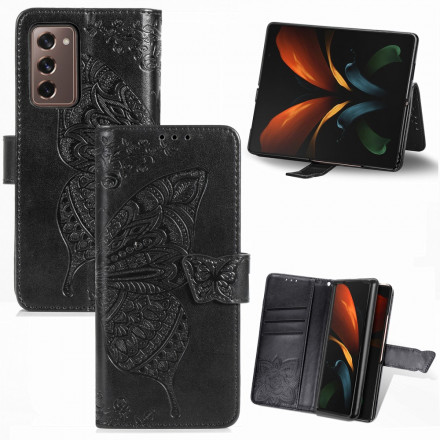 Housse Samsung Galaxy Z Fold2 Papillon Design avec Lanière