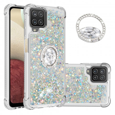 Coque Samsung Galaxy A12 / M12 Paillettes avec Anneau-Support