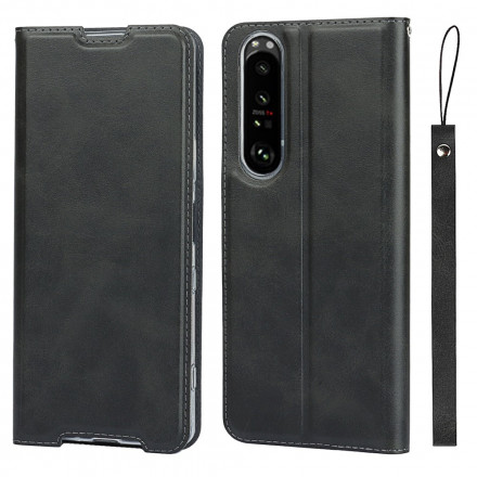 Flip Cover Sony Xperia 1 III Simili Cuir Classe à Lanière