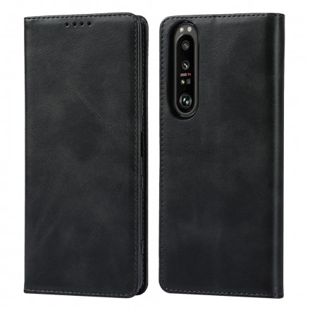 Flip Cover Sony Xperia 1 III Cuir Véritable Classique