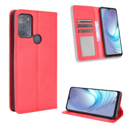 Flip Cover Moto G50 Effet Cuir Vintage Stylisé